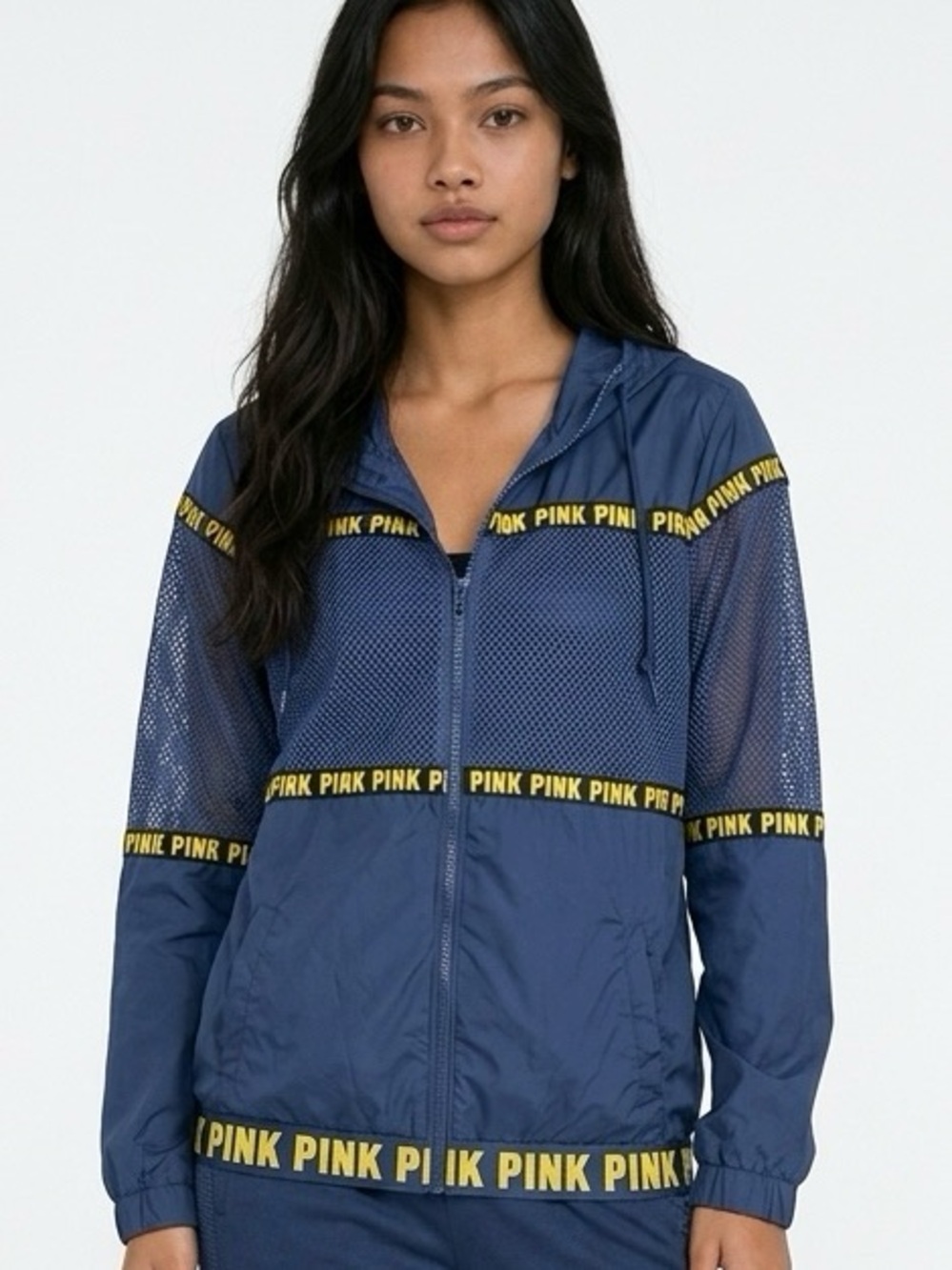 PINK VICTORIA’S SECRET | Navy Mesh-Panel Lightweight Jacket Women’s Size M/L